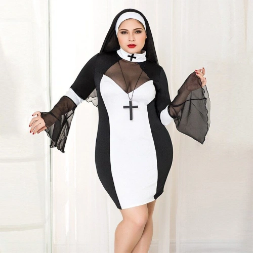 JSY P71109 Plus Size - Эротический костюм монашки, L\XL