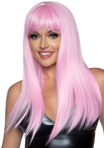 Leg Avenue-Long straight bang wig Pink - Длинный прямой парик, пастельно-розовый