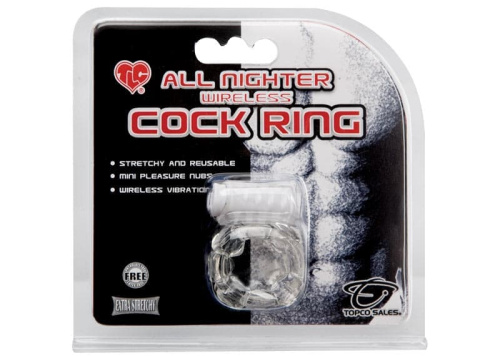 Topco Sales All Nighter Wireless Cock Ring - виброкольцо, 5х3 см (прозрачный)