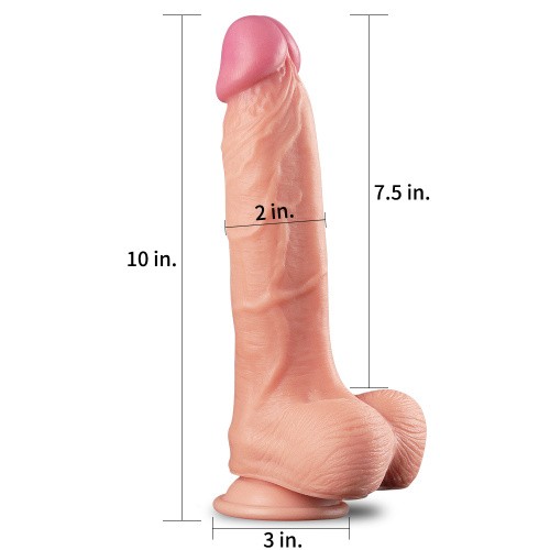 10" Dual Layer Platinum Silicone Cock - Фаллоимитатор, 25 см (телесный)