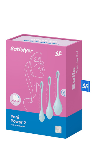 Satisfyer Yoni Power 2 набор йони бусин, диаметр 2-2,5-3 см (голубой)