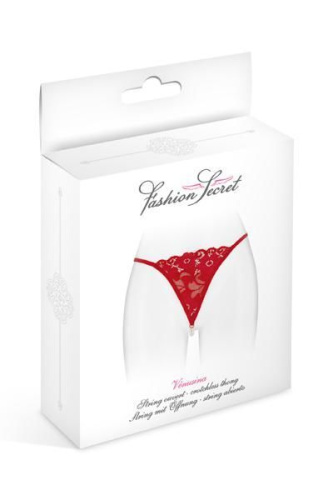 Fashion Secret Venusina Red - Трусики-стринги с жемчужной ниткой, S-L (красные)