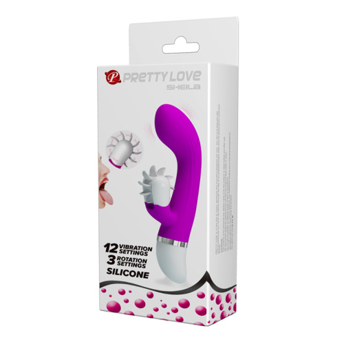 Pretty Love Sheila Rolling Vibrator Purple - Вибратор-кролик с имитацией оральных ласк,19.4х3.8 см (фиолетовый)
