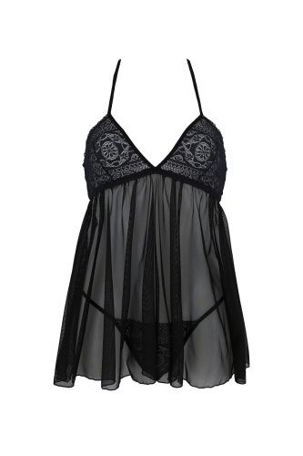 Пеньюар Passion KERRIA CHEMISE black, XXL/XXXL