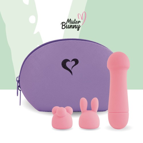 FeelzToys Mister Bunny - Мини-вибратор  с двумя насадками, 13.5х3.5 см, (розовый)