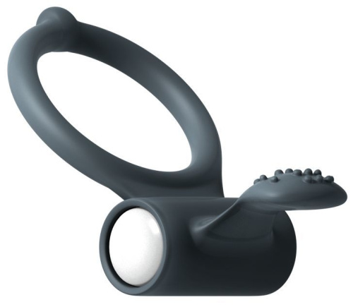 Dorcel Power Clit Black V2 - виброкольцо с язычком со щеточкой, 6.5х3.5 см (серый)
