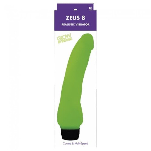 Kinx Zeus 8 Glow Realistic - Светящийся в темноте вибратор, 20х5 см