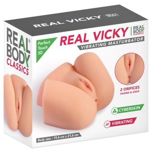 Мастурбатор-полуторс с вибрацией Real Body Real Vicky вагина и анус