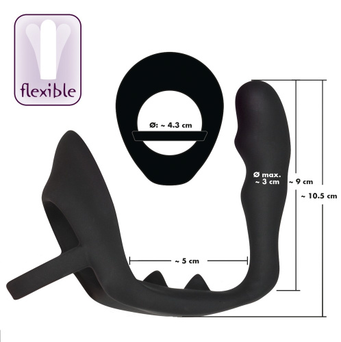 Black Velvets Ring & plug - Стимулятор простаты с эрекционным кольцом, 10,5 см (черный)