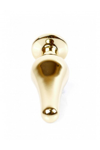 Boss Jewellery Gold Butt Plug Purple - Анальна пробка з кристалом, 9,5х3 см (фиолетовый)