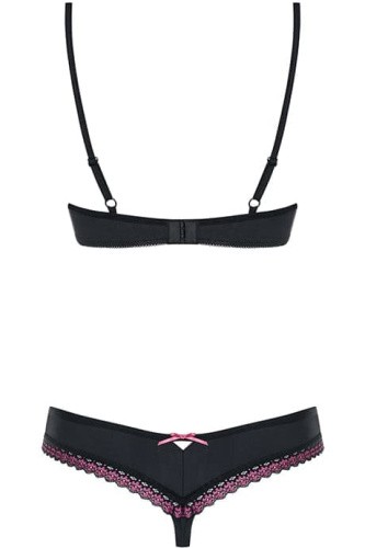 Obsessive 819-Set-1 - Эротический комплект с бантиками, S/M (чёрный)