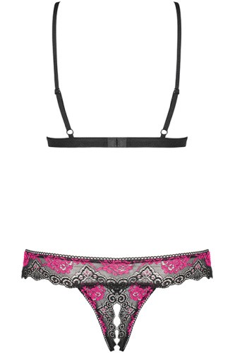 Obsessive Tulia set otwarty - соблазнительный комплект, S/M (чёрный)