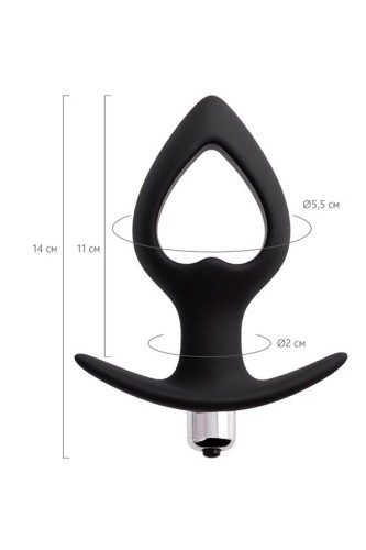 Toyfa Popo Pleasure Anal Plug Cordis M Vibro - Анальная вибропробка, 14х5.5 см (чёрный)