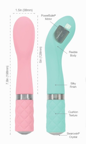 Pillow Talk Sassy Pink - Роскошный вибратор с кристаллом Сваровски для точки G, 12.8х3.8 см. (розовый)