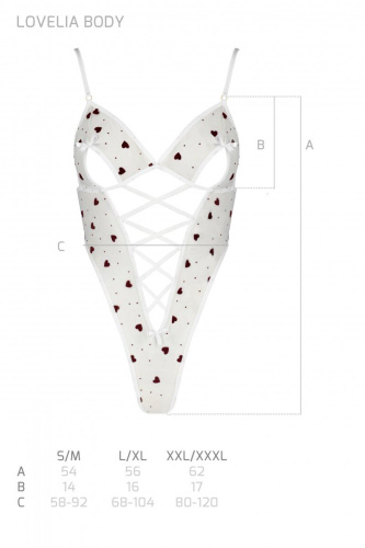 Passion Lovelia Body - соблазнительное боди с сердечками, XXL/XXXL (белый)