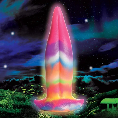 Creature Cocks Unicorn Kiss Glow-in-the-Dark Dildo - фантазийный светящийся в темноте фаллоимитатор язык Единорога,  21.3х5.8 см (радужный)