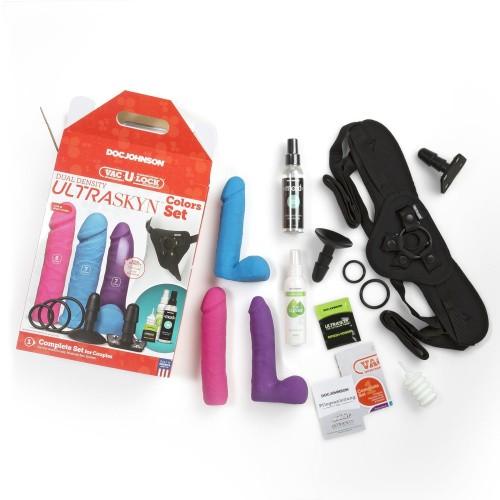 Doc Johnson Dual Density Set Multicolor - Страпон-унисекс с 3-мя насадками (multicolor)