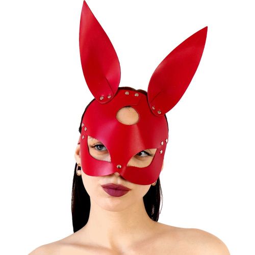 Кожаная маска Зайки Art of Sex - Bunny mask красная
