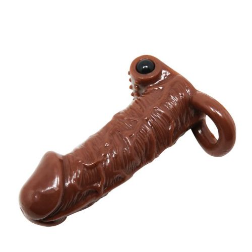 Baile Brave Men Vibro Penis Sleeve Flesh - Насадка на пенис, 15 см (коричневый)