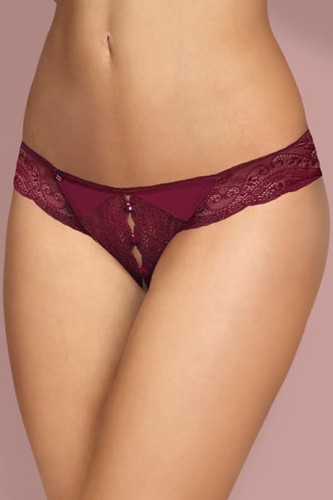 Obsessive Miamor otwarte - кружевные трусики с доступом, L/XL (бордовый)