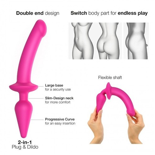 Strap-On-Me Switch Plug-in Semi-Realistic Dildo Fuchsia L - Анальна пробка з фалоімітатором, 9.4х4.5 см (фуксія) - купити в Києві, Україні