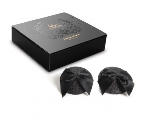 Bijoux Indiscrets Burlesque pasties Glitter and Bow - Пестиси, (чорний) - купити в Києві, Україні