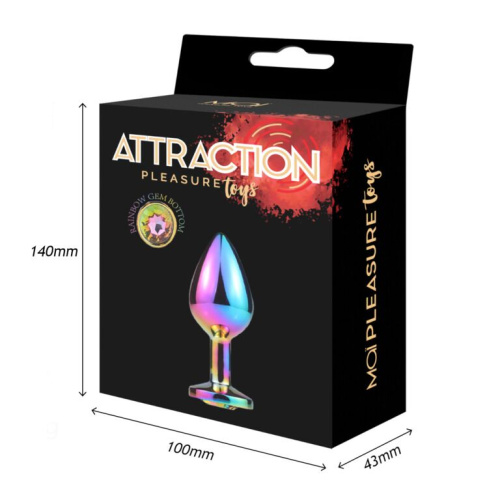 MAI Attraction Toys №73 Rainbow - Металлическая анальная пробка, 8.2х3.5 см