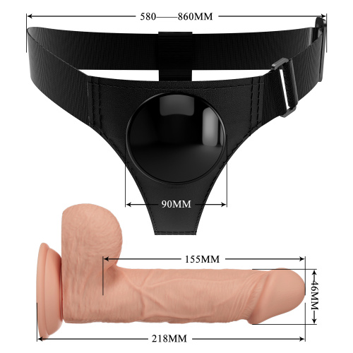 Страпон на ремне Pretty Love - Harness Briefs Jerry 7.6", 21.8 см