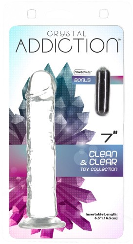 Addiction Crystal Vertical Dong 7” прозрачный фаллоимитатор на присоске, 17.78х3.1 см