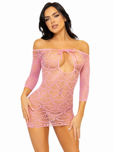 Leg Avenue-Heart net mini dress Pink - Сетчатое платье, OS (розовый)