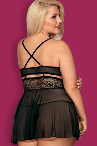 Obsessive 838-BAB-1 babydoll - соблазнительный бэби долл, XXL (чёрный)
