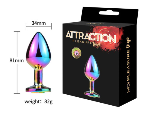MAI Attraction Toys №73 Rainbow - Металлическая анальная пробка, 8.2х3.5 см