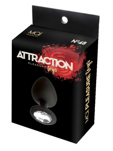 MAI Attraction Toys №47 анальная пробка с кристаллом, 7х2,5 см (чёрный)