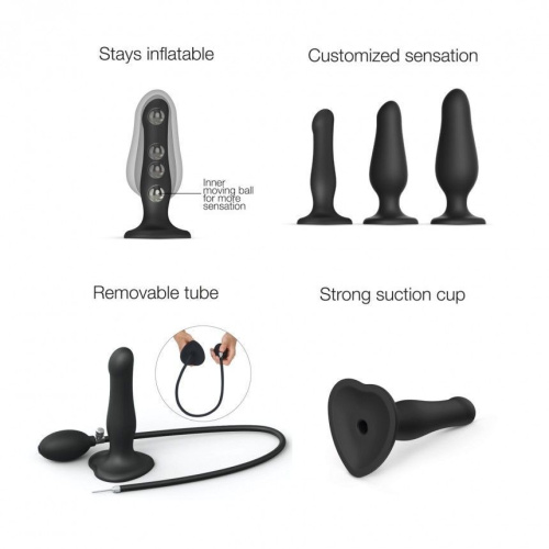 Strap-On-Me Inflatable Dildo Plug - Noir - Надувна анальна пробка - купити в Києві, Україні