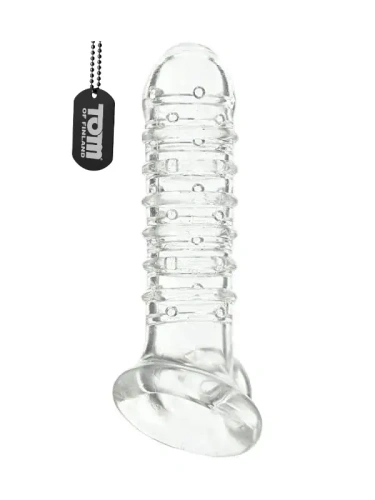 Tom of Finland Textured Girth Enhancer - Рельефная насадка для члена, 19х3.8 см (прозрачный)
