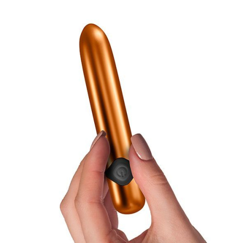 Rocks Off Havana Orange Gold - Мощный вибратор с цветной LED-подсветкой, 14.5х2.5 см