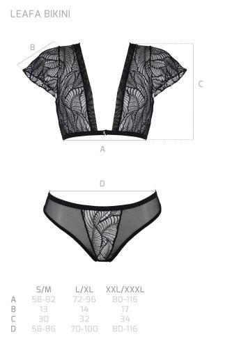 Комплект Passion LEAFA BIKINI black, XXL/XXXL