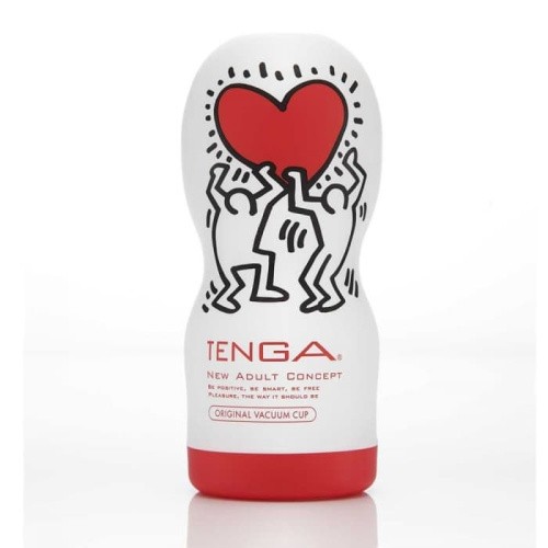 Tenga Keith Haring Original Vacuum Cup - Мастурбатор с имитацией минета, 15.5х4.5 см (белый)