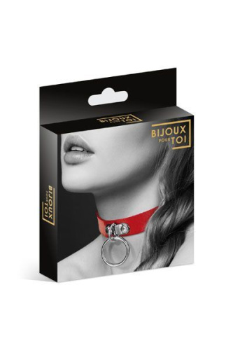 Bijoux Pour Toi Fetish Red - чокер с кольцом для поводка (красный)