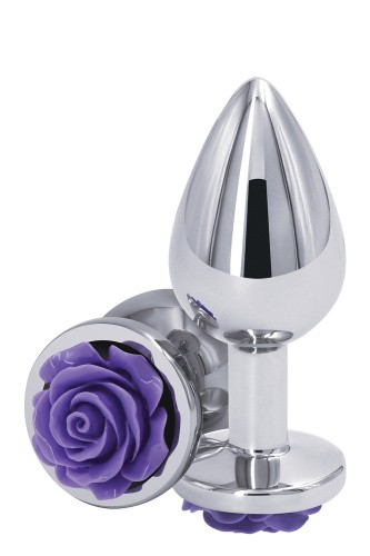 Ns Novelties Rose Buttplug M - Анальная пробка, 7,5х3,5 см, (серебристая с фиолетовым)