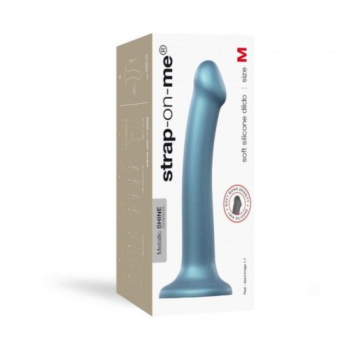 Strap-On-Me Mono Density Dildo, M - Насадка для страпону гнучка, 18х3.3 см., (блакитна) - купити в Києві, Україні