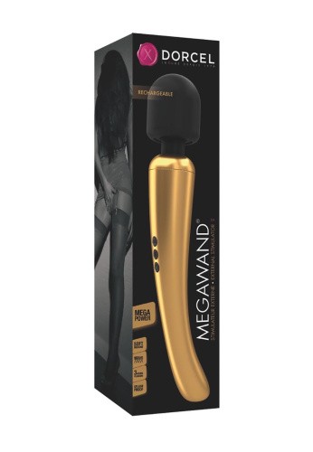 Dorcel Megawand Gold мощный перезаряжаемый вибромассажер 160 режимов, 29.5х5.5 см (золотистый)