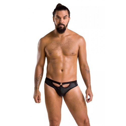 Passion - 041 SLIP OPEN JOE black - Сексуальные мужские трусы с кольцом, L/XL