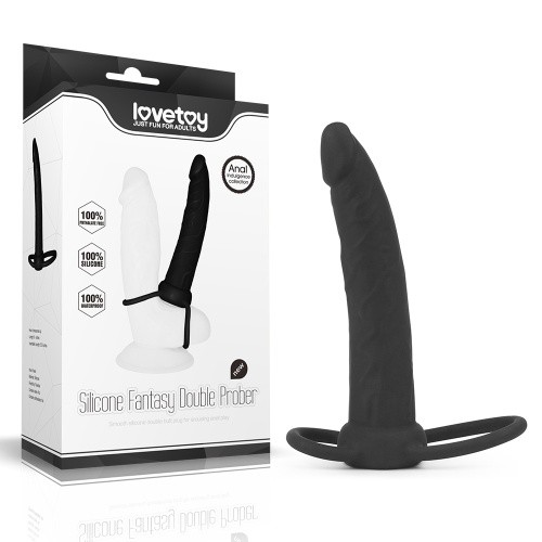 Silicone Fantasy Double Prober Black - Насадка для двойного проникновения, 15 см (черный)