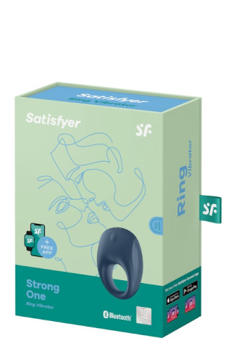 Satisfyer Strong One - эрекционное смарт-кольцо с вибрацией, 7.4х2.5 см (синий)