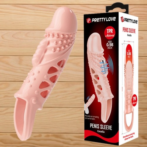 LyBaile Pretty Love Cecelia Vibro Penis Sleeve - Насадка на член, +2.5 см (телесная)