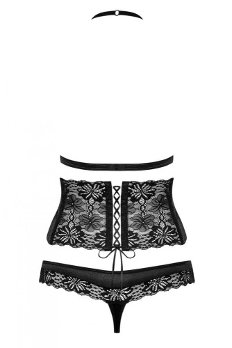 Obsessive 846-SEG-1 set - кружевной эротический комплект, L/XL (чёрный)