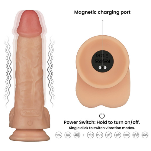 Реалистичный вибратор LoveToy Vibrating Power Basics Cock, 23 см