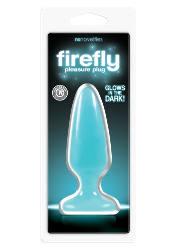 NS Novelties Firefly Pleasure Plug Medium - анальная пробка светящаяся в темноте, 12,7х3,8 см (голубой)