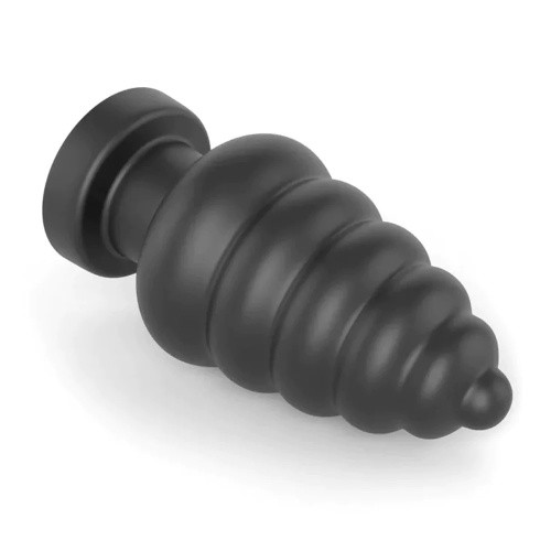 LoveToy King Sized Vibrating Anal Cracker 7 – велика ребриста анальна пробка з вібрацією, 18х8.3 см (чорний) - купити в Києві, Україні